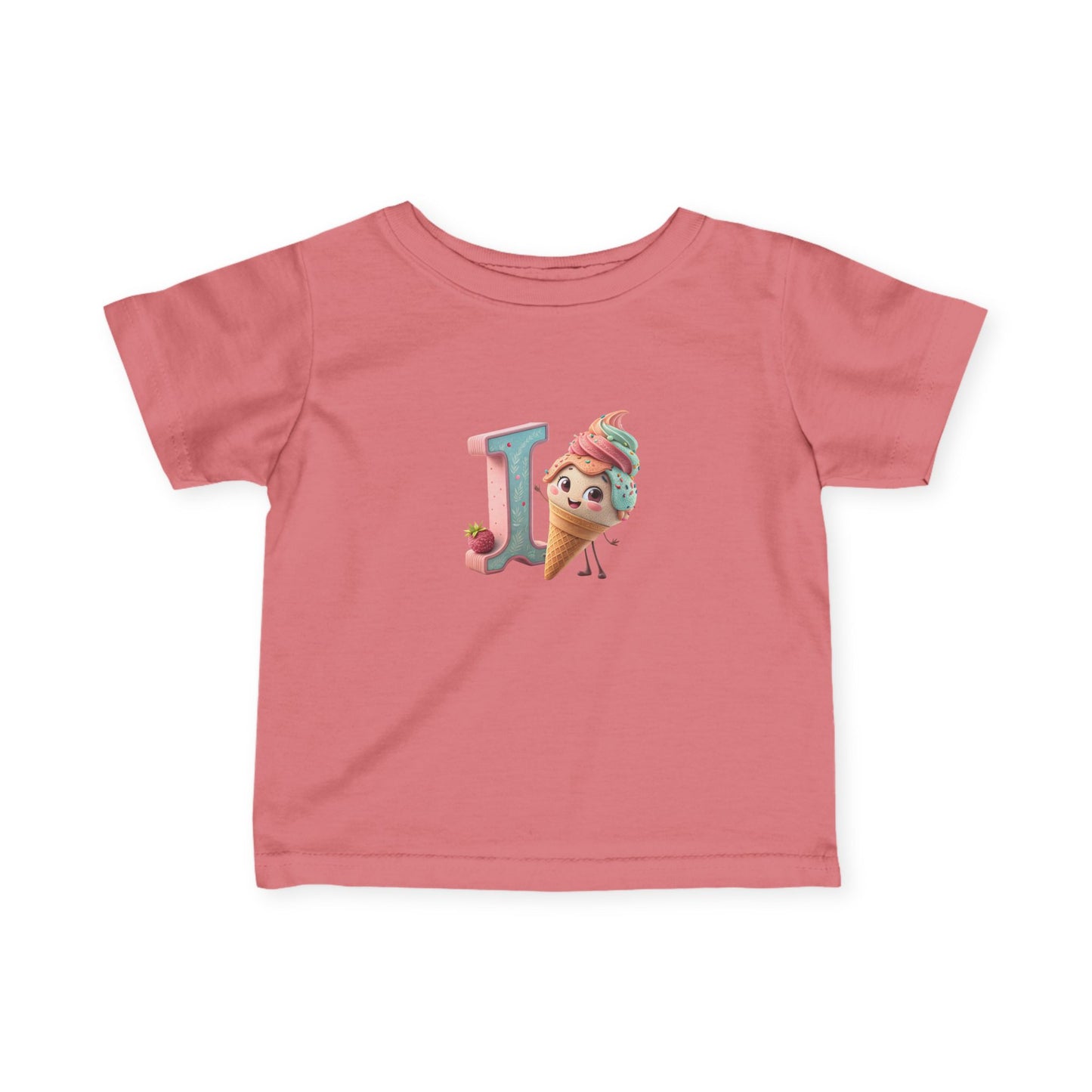 Cute Ice Cream Initial Infant Tee, Baby Shirt, Toddler Clothing, Summer Outfit, Personalized Gift, Kids Apparel