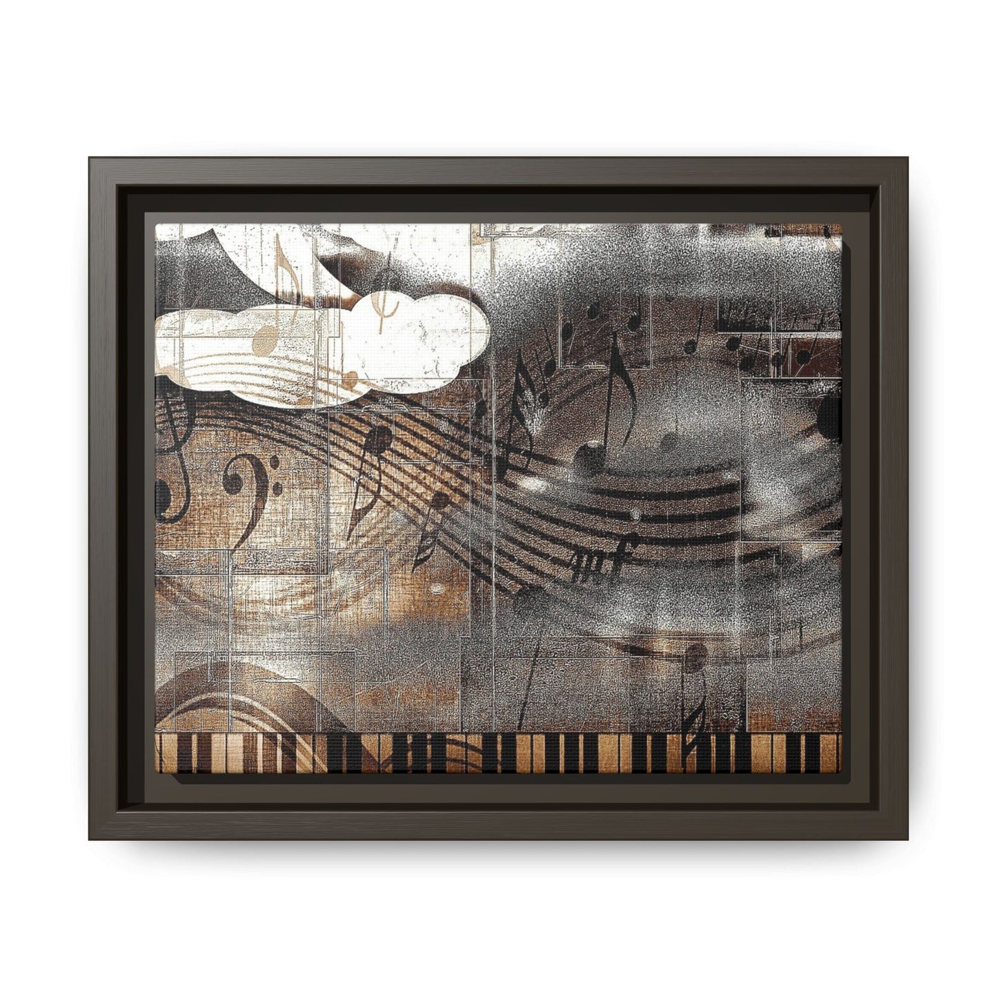 Framed Music Notes Canvas Print — Abstract Vintage Piano & Sheet Music Wall Art