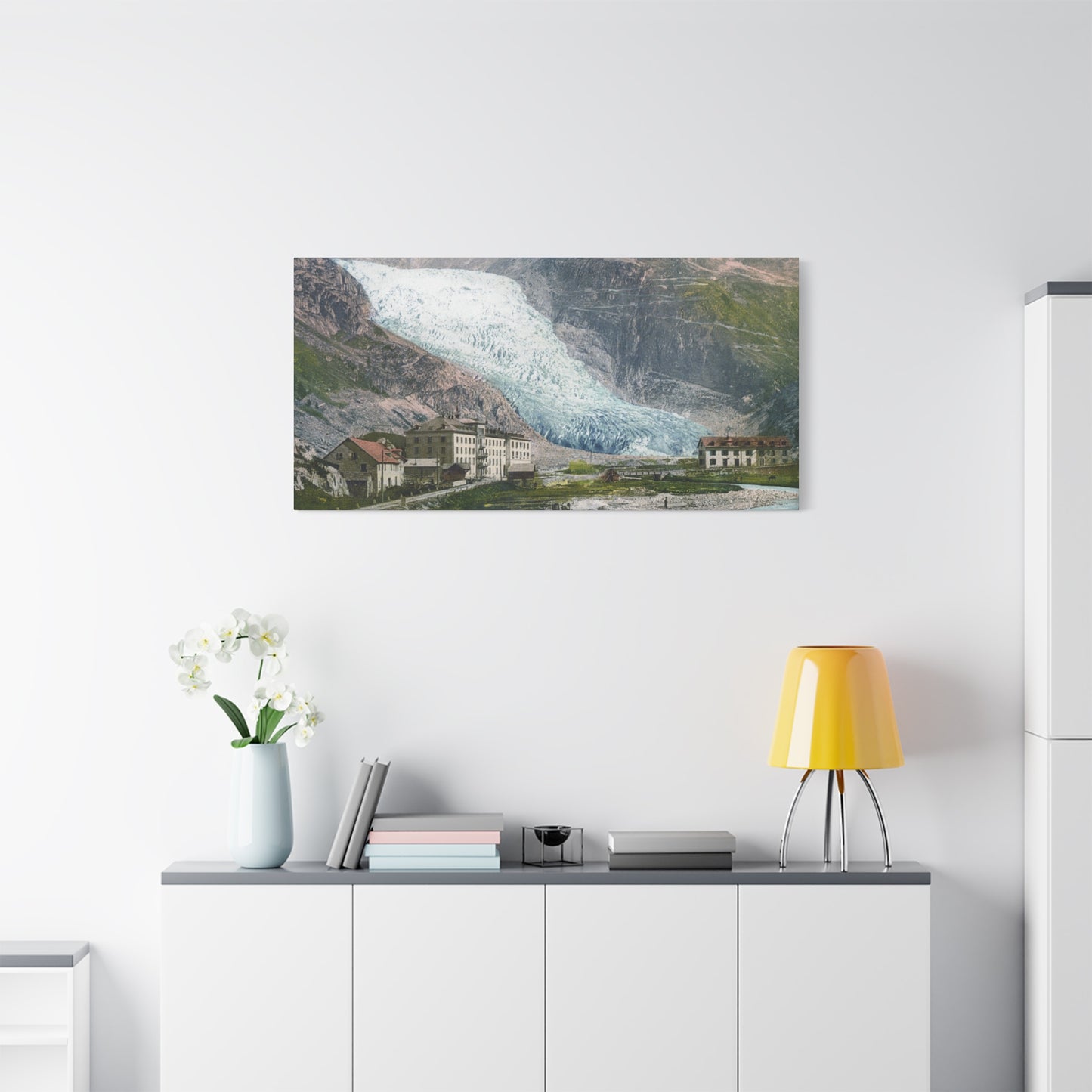 Glacier Village Matte Canvas Print