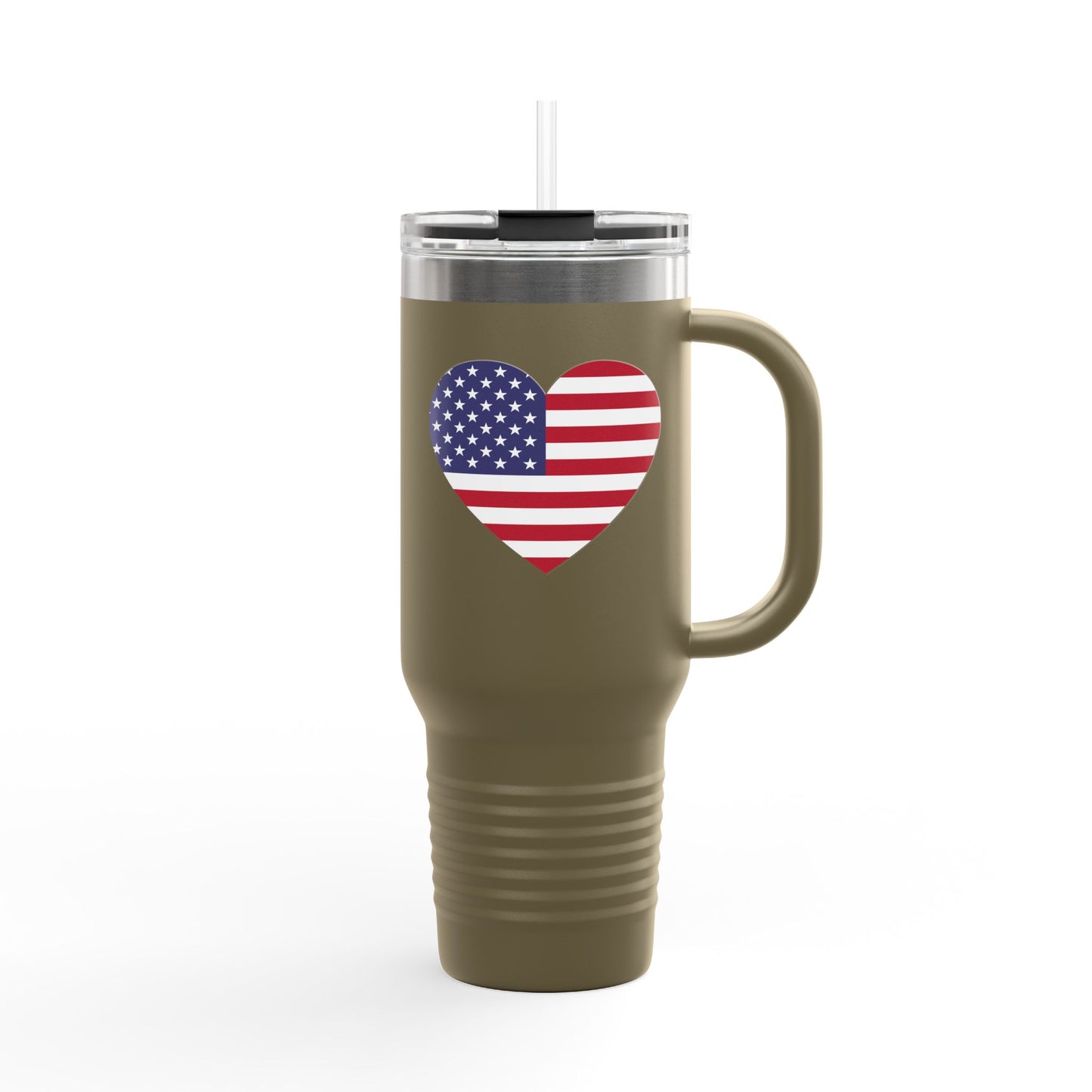 Insulated Travel Mug, 40oz - Heart American Flag