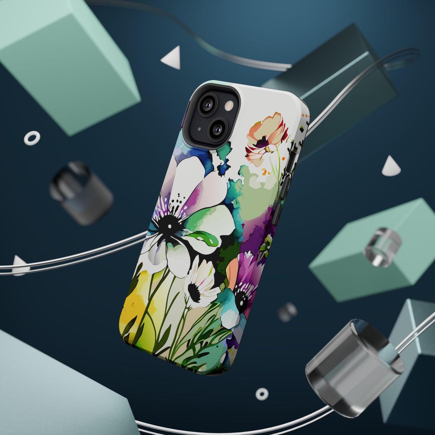 Floral Watercolor Magnetic Phone Case — Impact‑Resistant Protective Cover