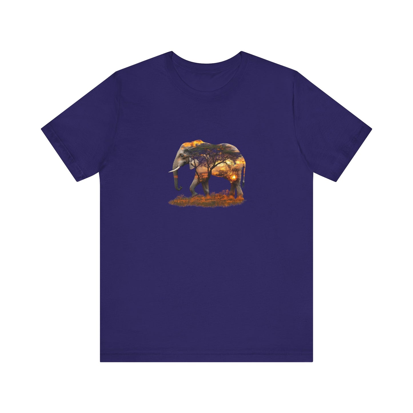 Elephant Sunset Unisex Jersey Tee, Nature Lover Shirt, Animal Print T-Shirt, Gift for Wildlife Enthusiasts, Eco-Friendly Fashion