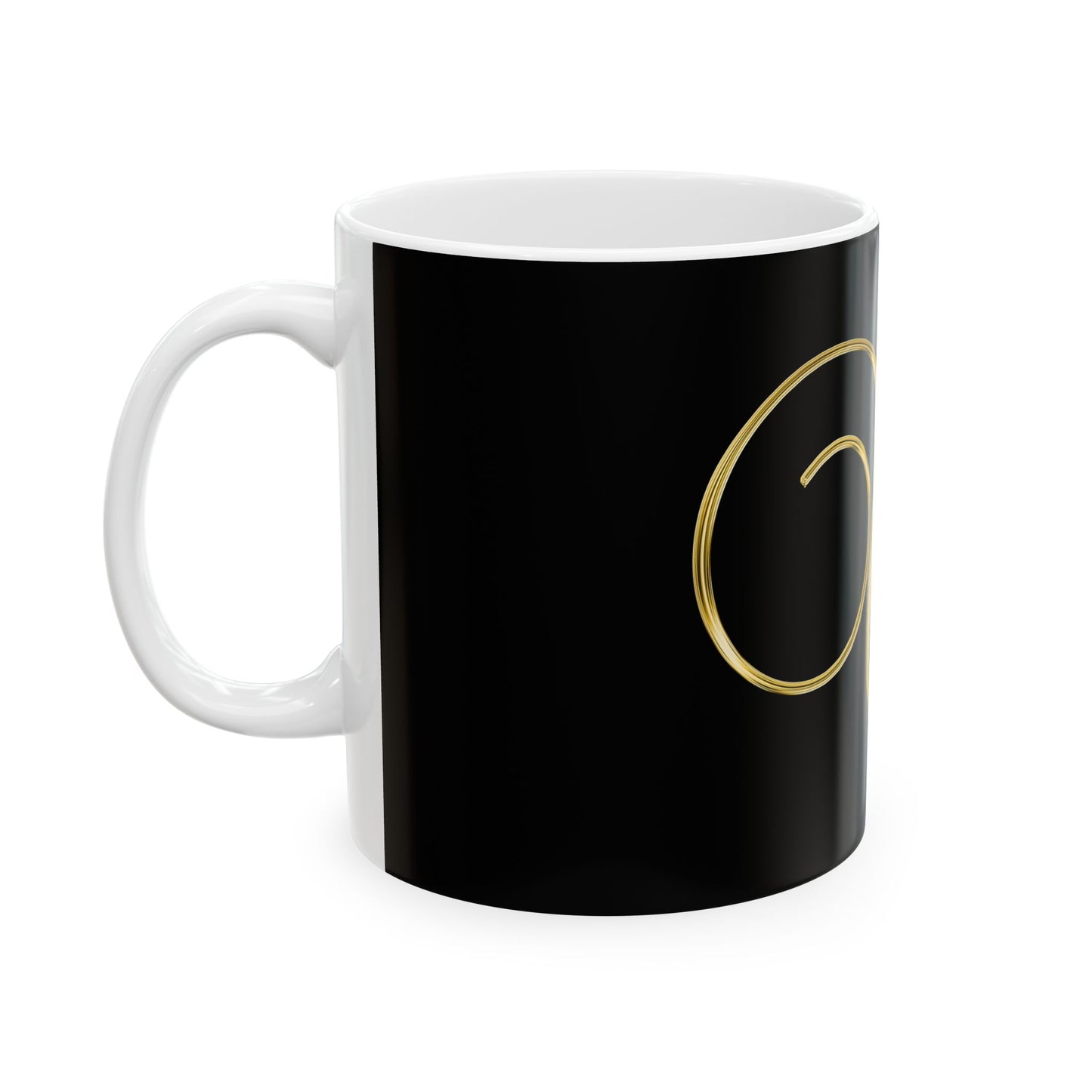 Gold Script 'W' Monogram Ceramic Mug – Elegant Initial Coffee Cup (11oz, 15oz)