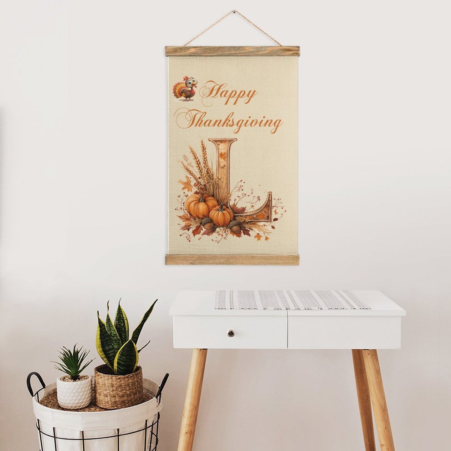 Framed Flax Painting Wall Decor - Letter L