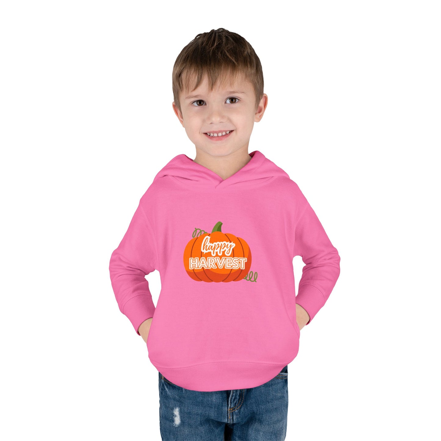 Toddler Happy Harvest Pullover Hoodie, Fall Kids Sweatshirt, Pumpkin Hoodie, Thanksgiving Gift, Cozy Autumn Wear