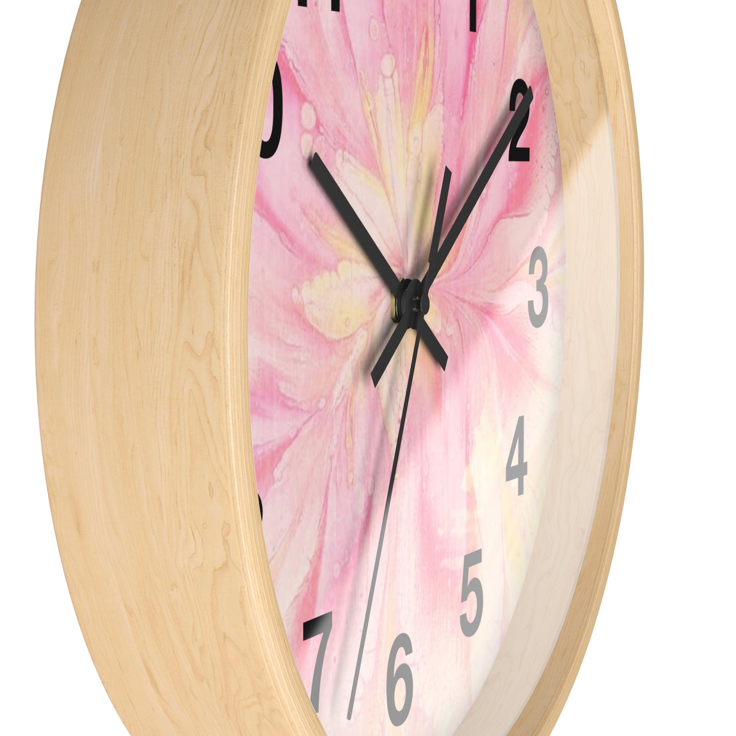 Floral Design Wall Clock - Pink Flower Home Decor, Elegant Timepiece, Gift for Her, Mother's Day, Relaxation Space, Unique Wall Art