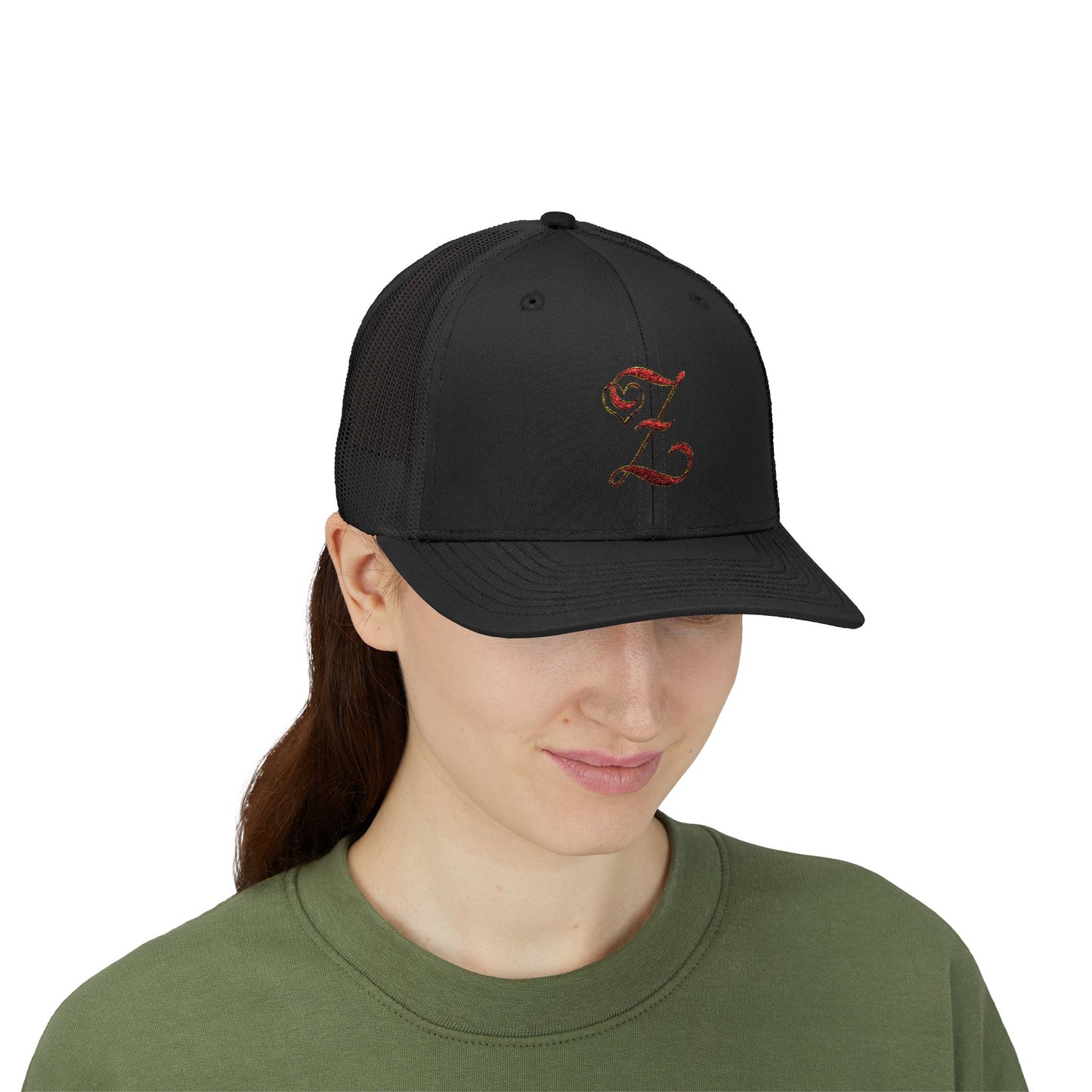 Embroidered 'Z' Snapback Trucker Cap — Vintage Monogram Initial Hat