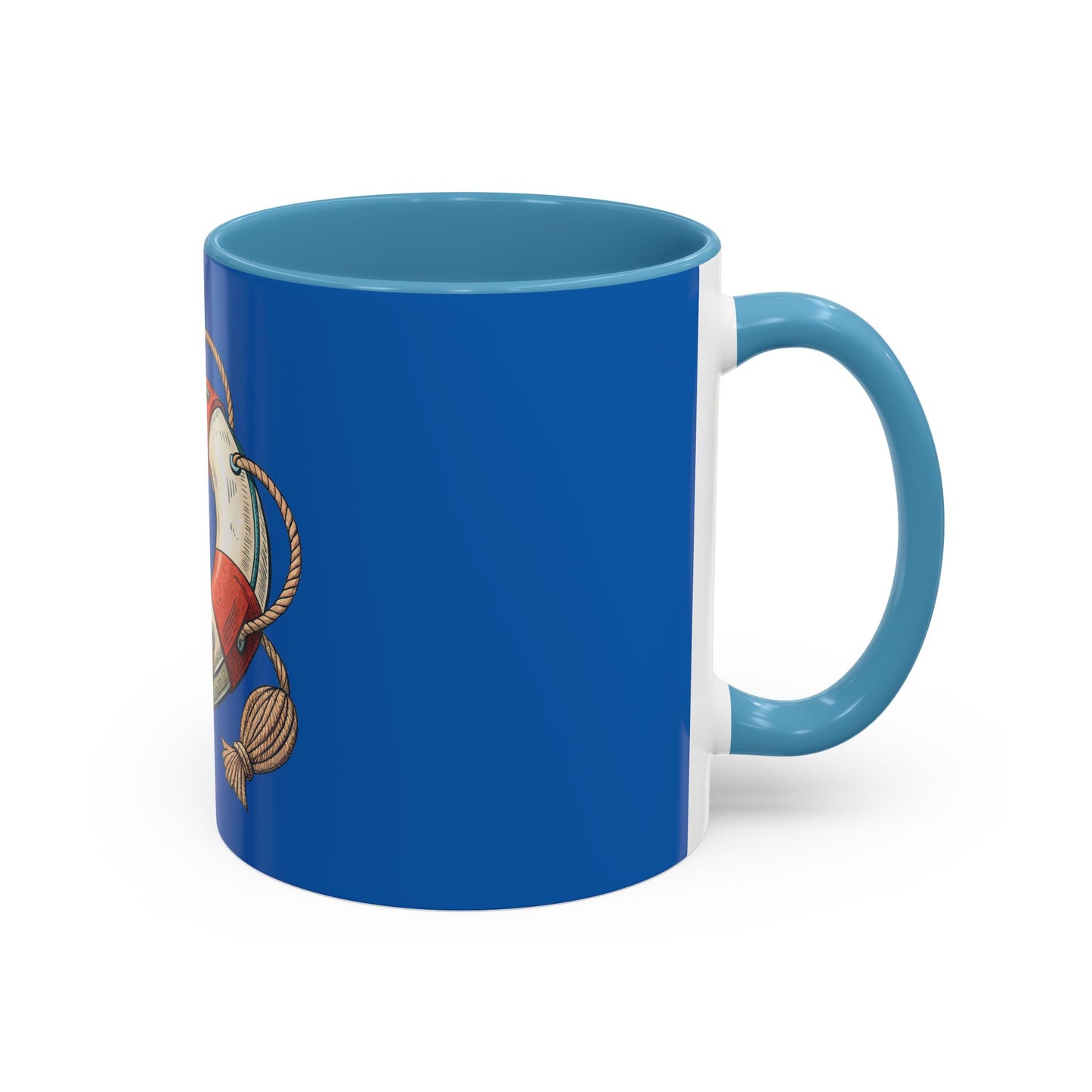 Lifesaver Accent Coffee Mug - Nautical Gift, Beach Decor, Sailor's Coffee Cup, Ocean Lover Mug, Summer Vibes