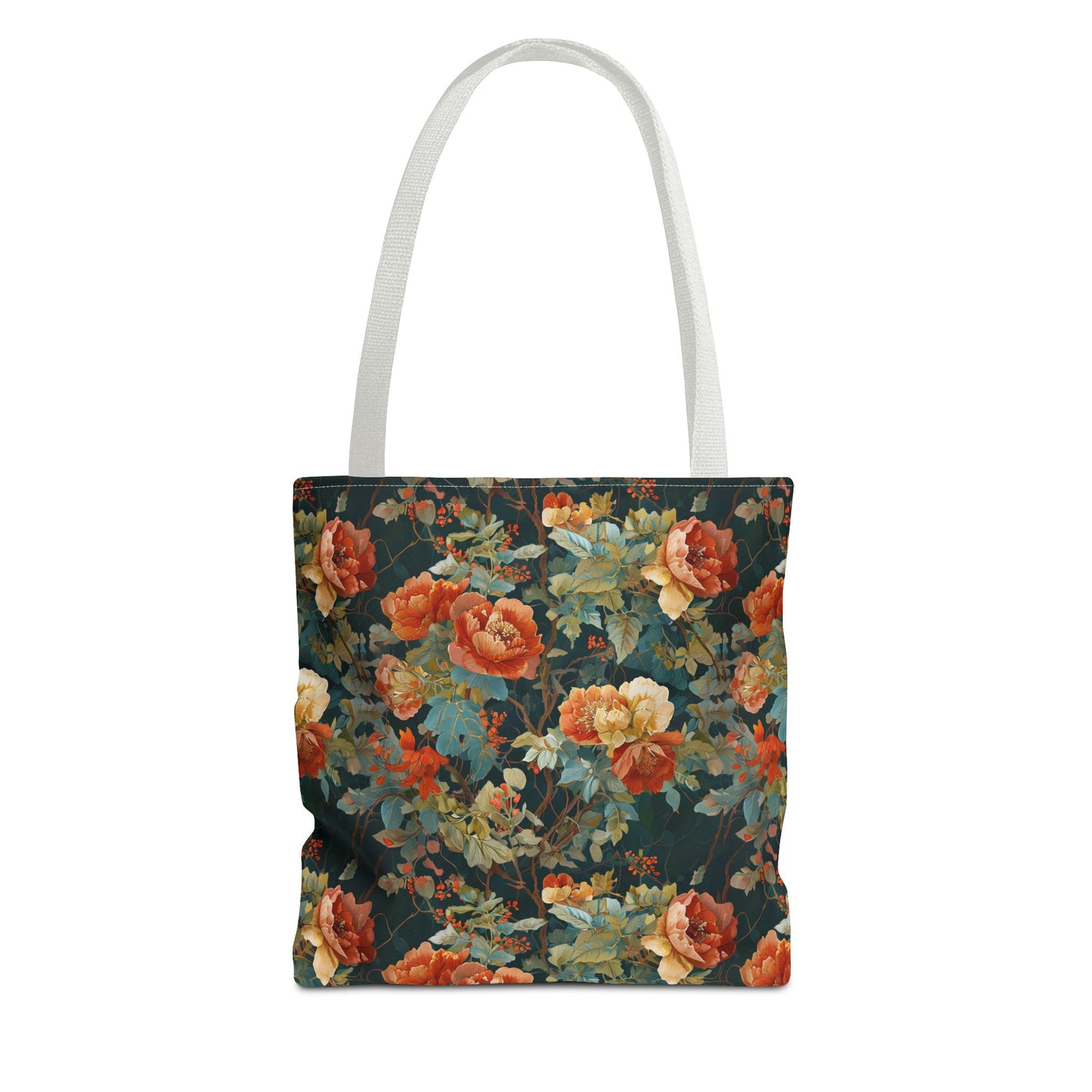Vintage Rose Floral Tote Bag – Dark Botanical All-Over Print