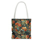 Vintage Rose Floral Tote Bag – Dark Botanical All-Over Print