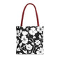 Elegant Floral Tote Bag, Black and White Tote, Eco-Friendly Shopping Bag