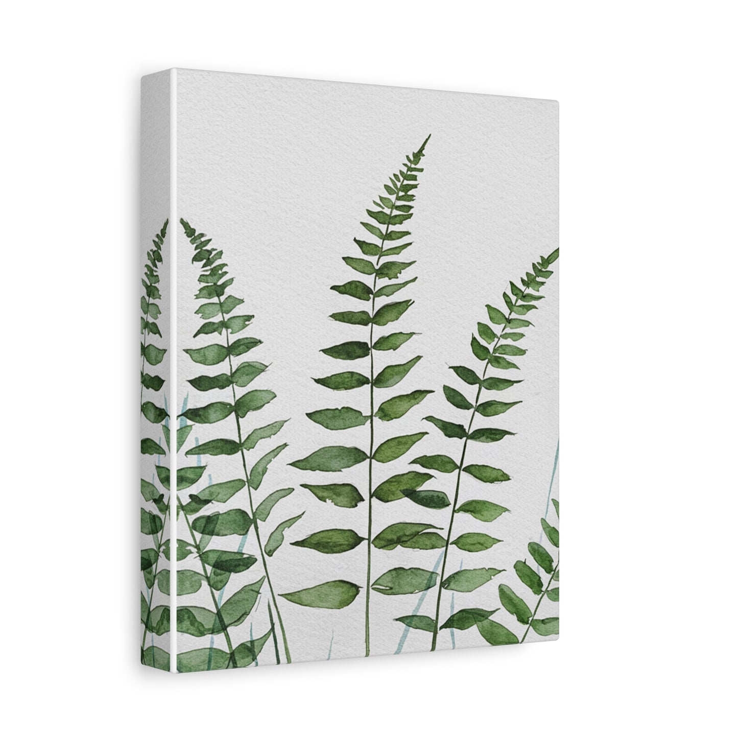 Fern Watercolor Canvas Art – Botanical Matte Stretched Wall Print