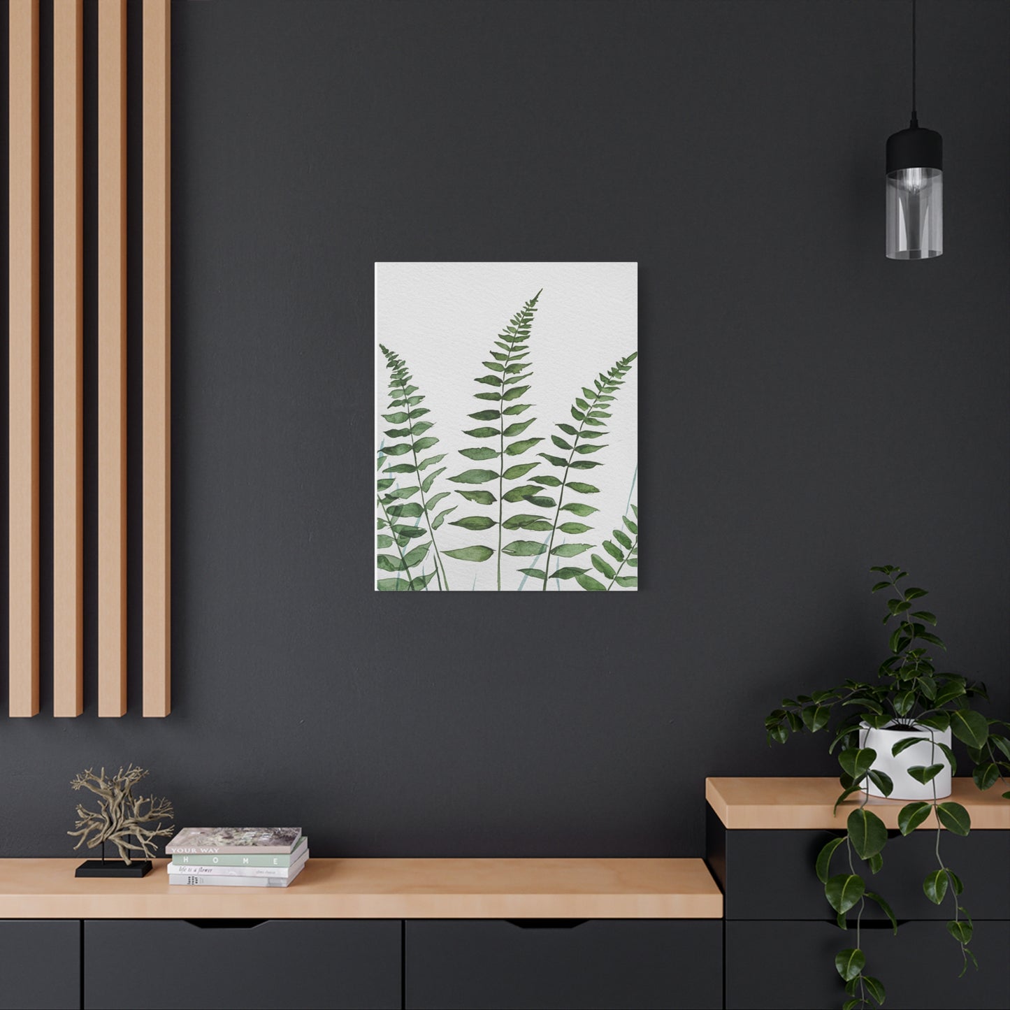 Fern Watercolor Canvas Art – Botanical Matte Stretched Wall Print