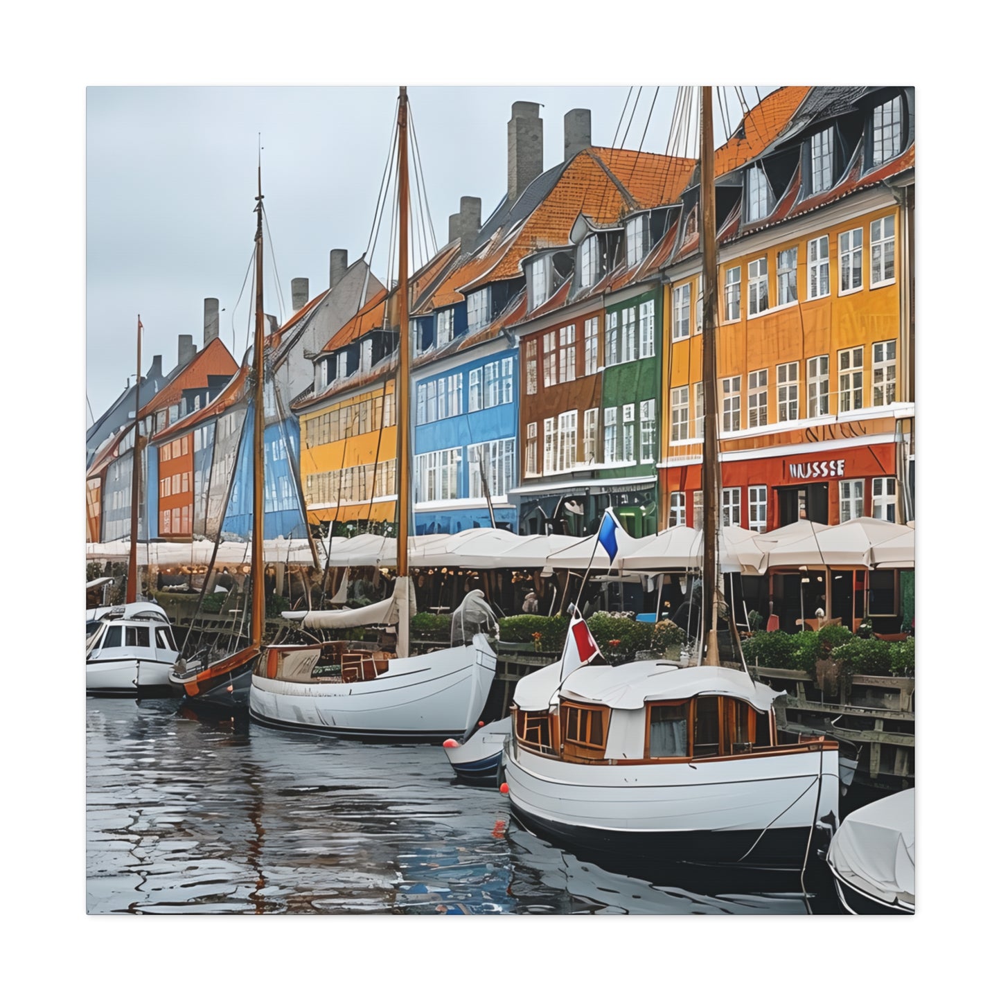Coastal Canvas Print, Vibrant Harbor Art, Nautical Home Decor, Gift for Sailors, Maritime Wall Art