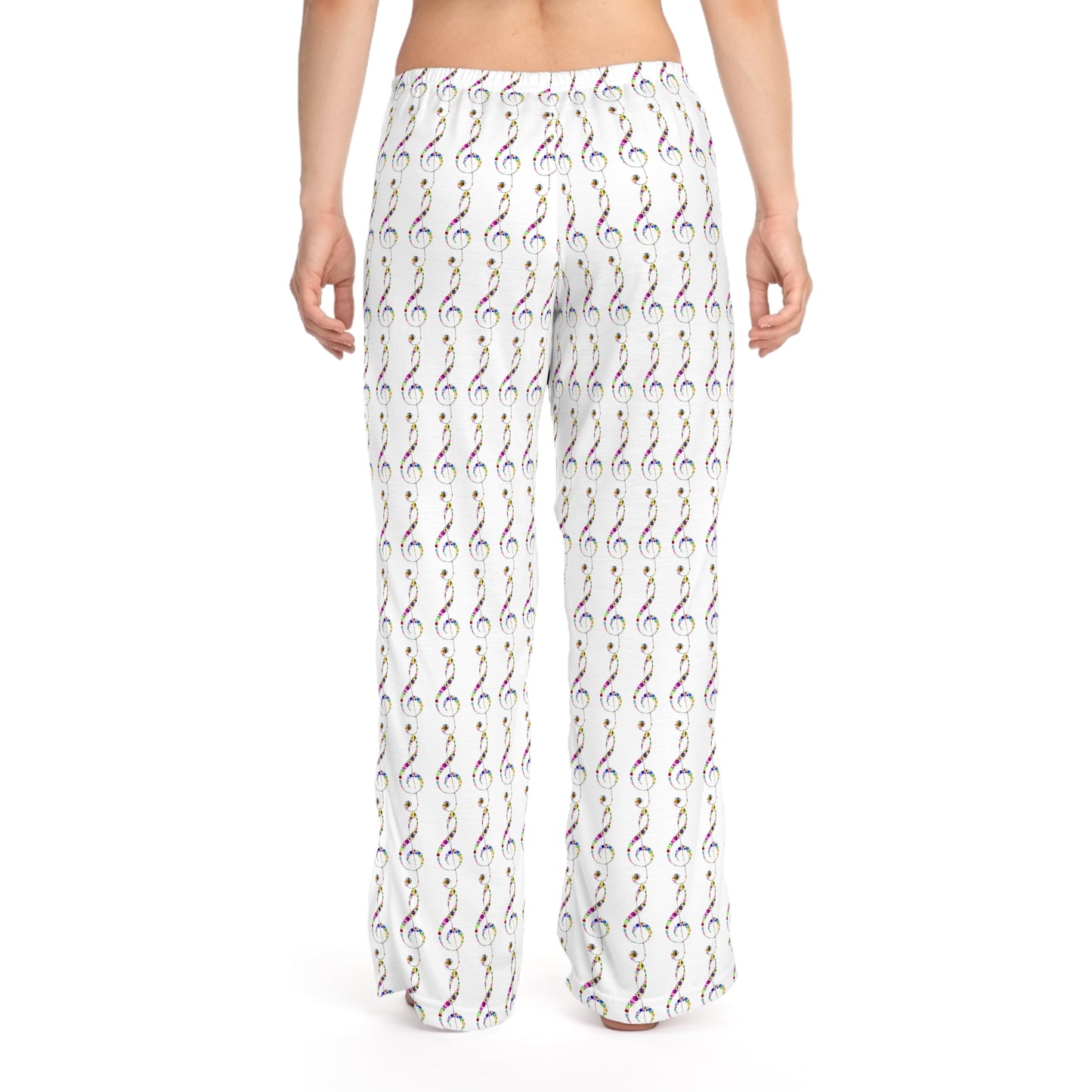 Colorful Musical Note Women's Pajama Pants, Relaxation Lounge Wear