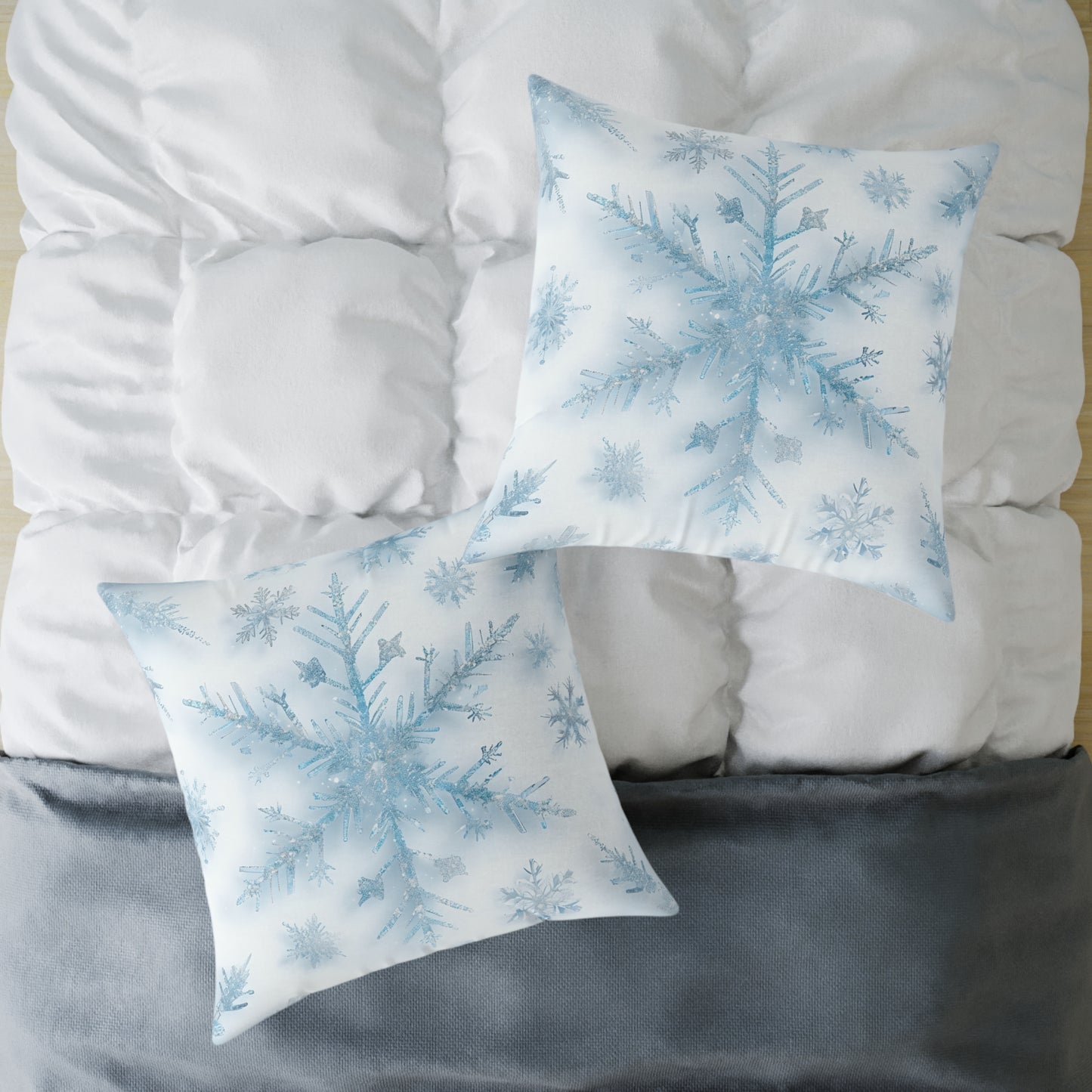 Snowflake Square Poly Canvas Pillow | Cozy Winter Decor, Holiday Gift, Home Accent, Relaxation Decor, Seasonal Cushion