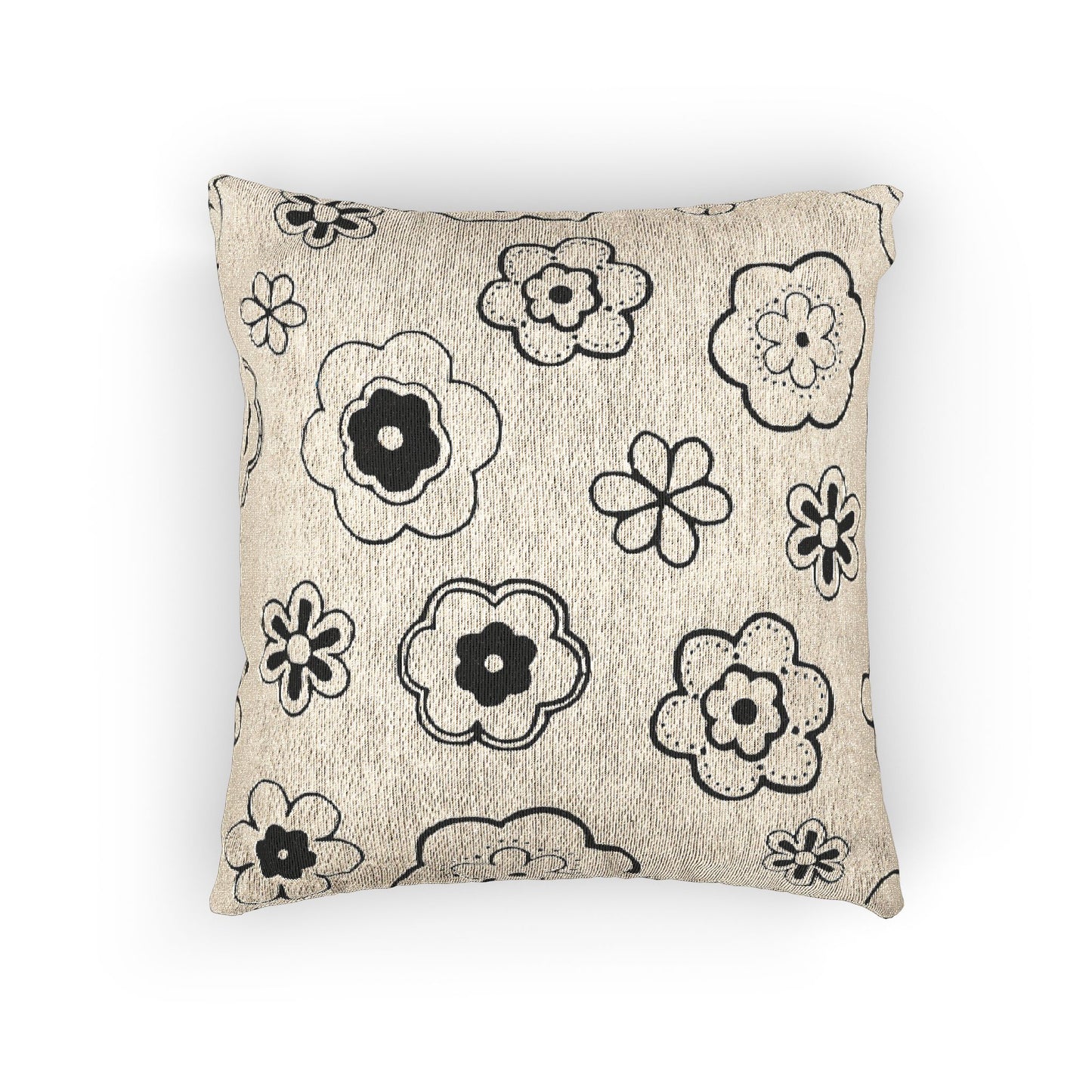 Boho Floral Woven Pillow, Decorative Throw Cushion, Artisan Home Decor, Gift for Home, Cozy Living Room Accent