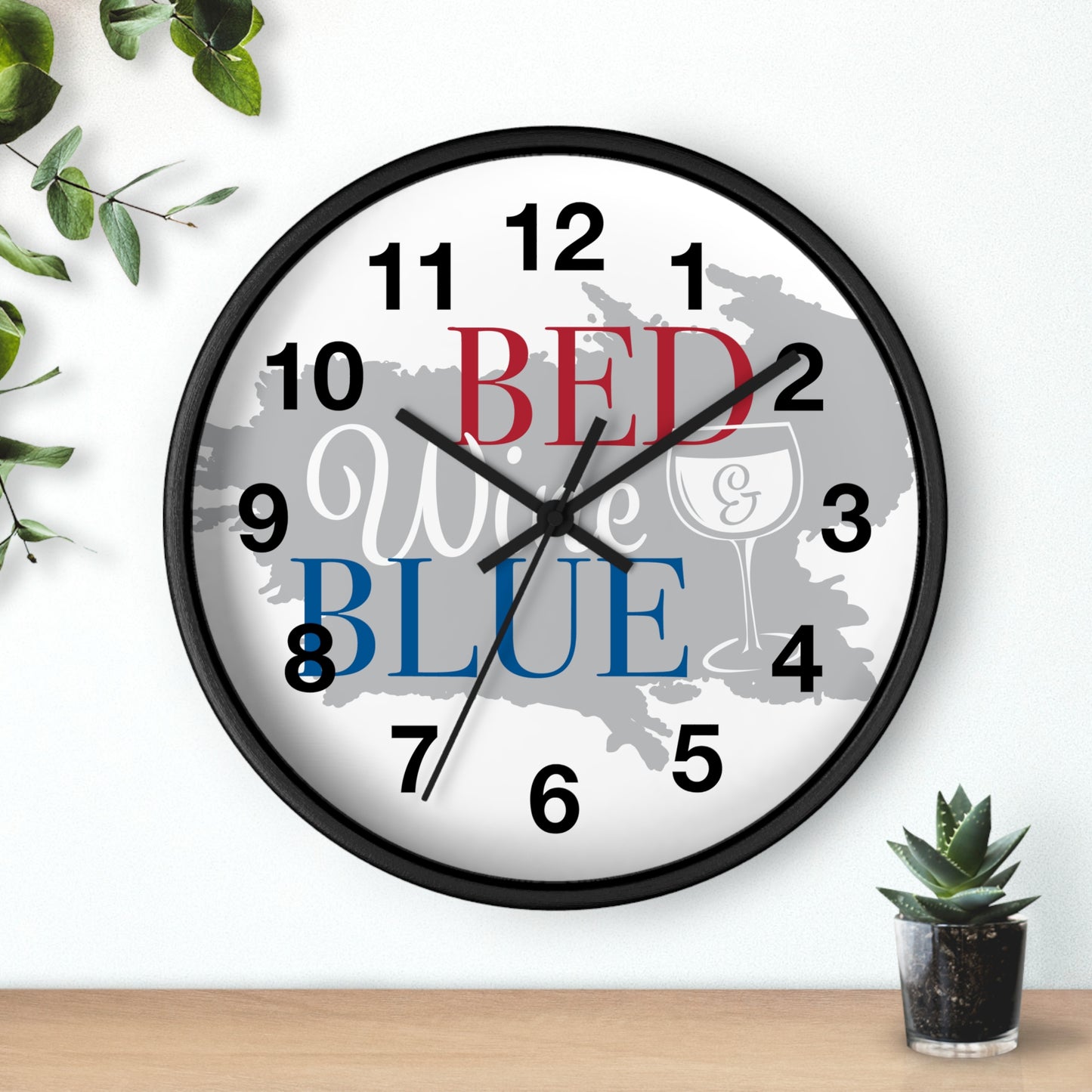 Patriotic Wall Clock - "Bed, White, and Blue" - Home Decor, Gift for Hosts, Independence Day, Americana Style, Wall Art, Kitchen Clock