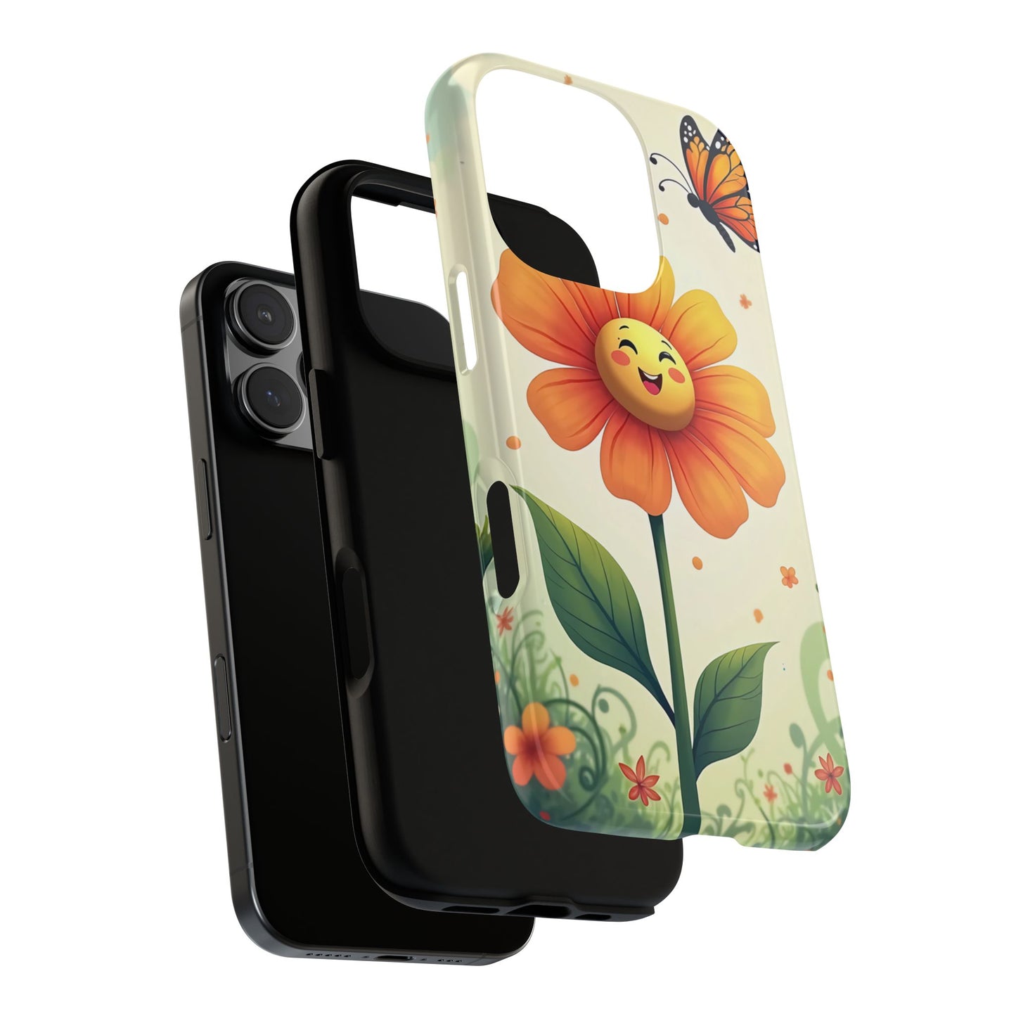 Floral Phone Case with Butterfly Design, Cute Flower Phone Cover for Nature Lovers, Eco-Friendly Gift, Spring Vibes, Birthday Present