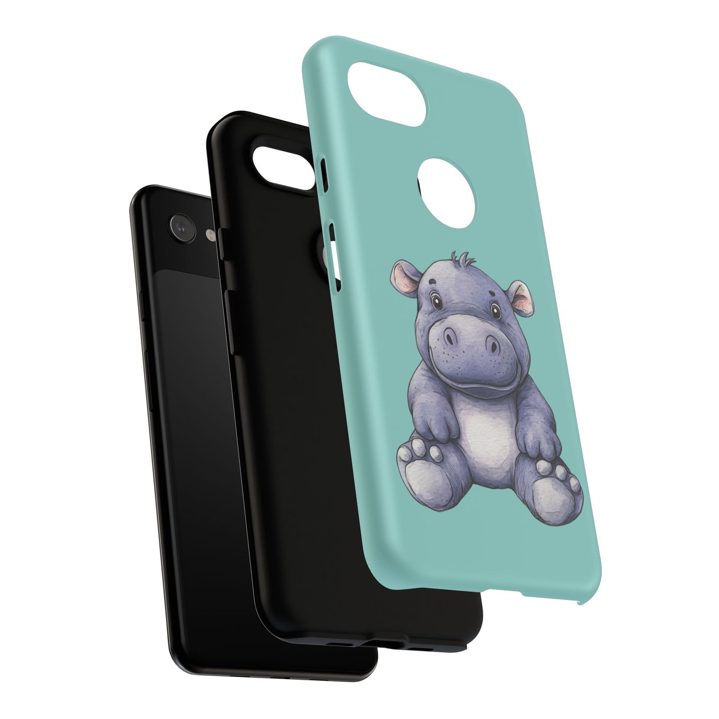 Cute Hippo Phone Case, Tough Phone Cover, Fun Animal Case, Gift for Kids, Cute Decor, Birthday Present