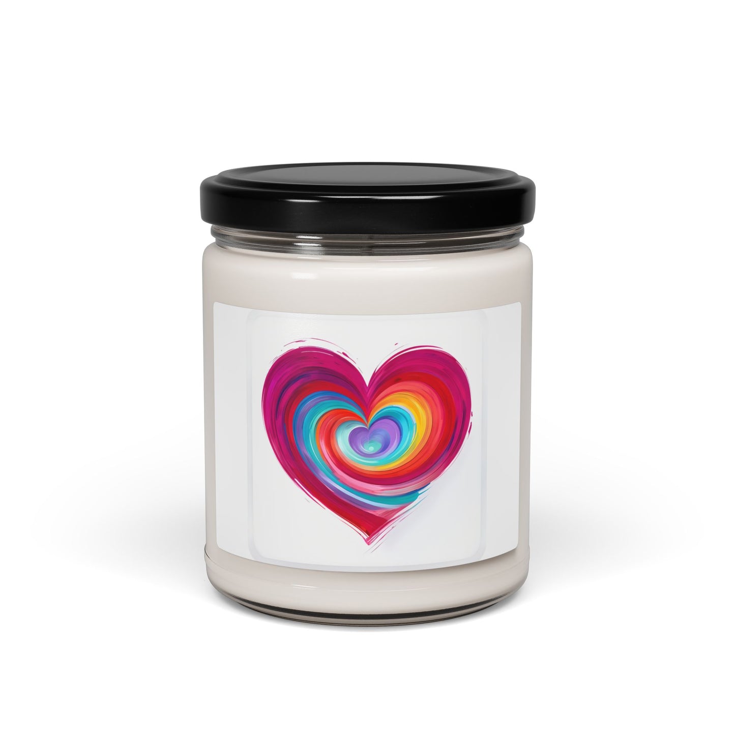 Rainbow Heart Soy Candle — 9oz Scented Jar for Gifts, Valentine’s & Pride