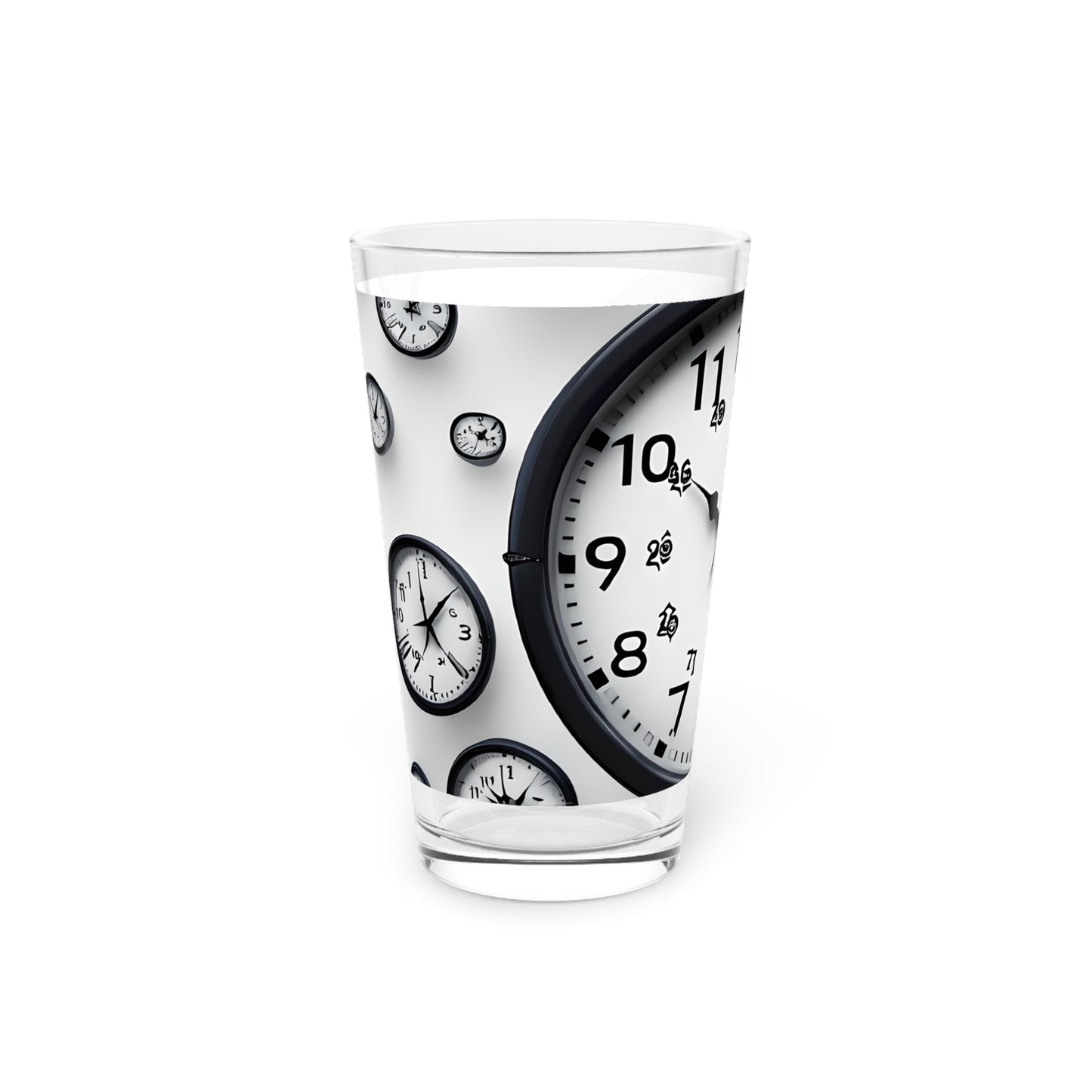 Clock Design Pint Glass, Unique Gift for Barware Lovers, 16oz