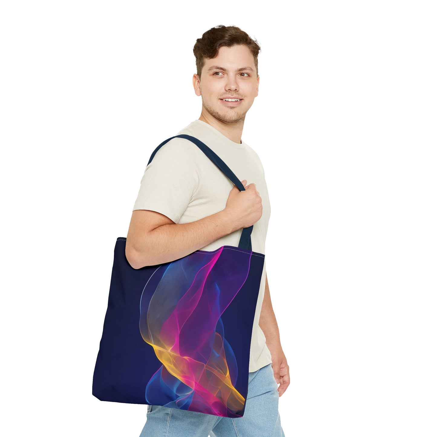 Colorful Abstract Tote Bag, Stylish Shopping Bag, Reusable Groceries Bag