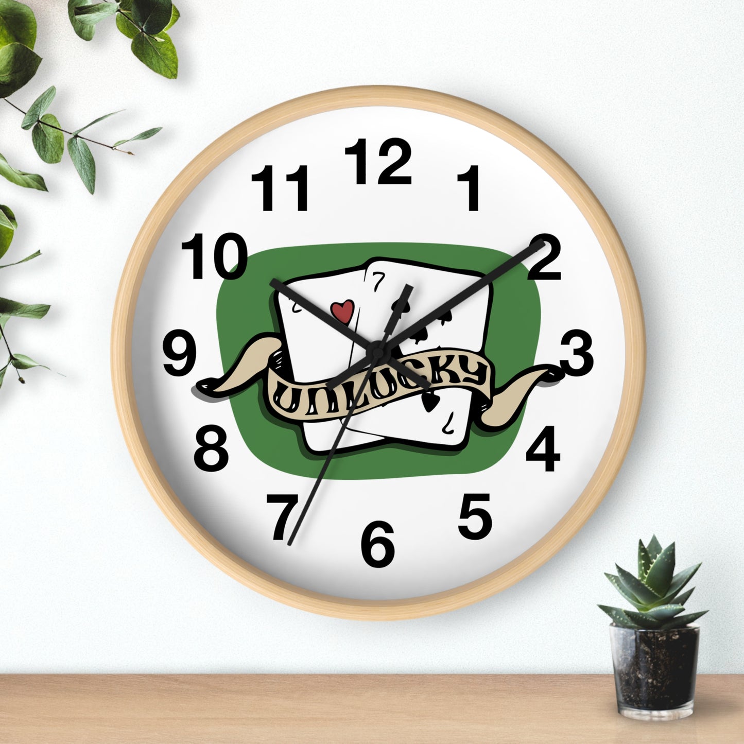Vintage Playing Cards Wall Clock | Unlucky Tattoo Style Poker Design