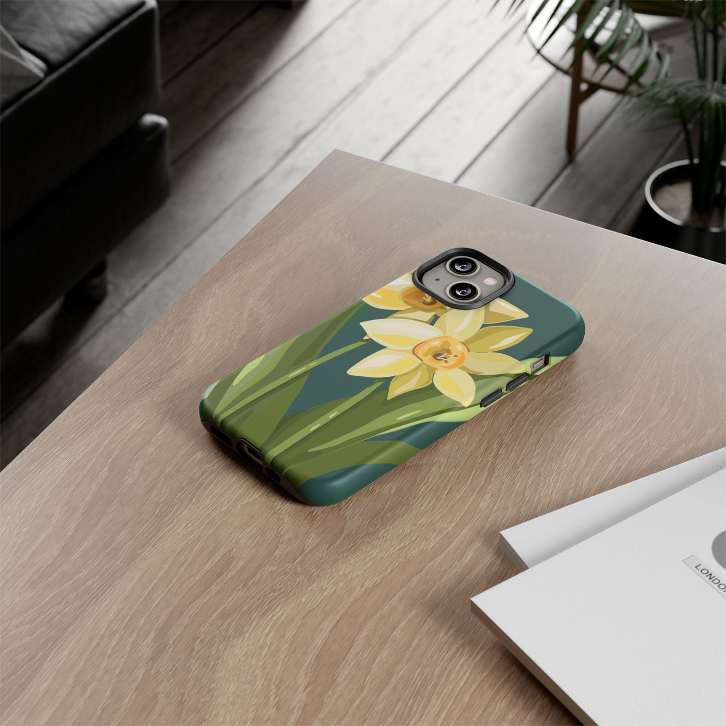 Floral Phone Case - Yellow Daffodil Design, Tough Phone Cover, Spring Decor, Floral Gift, Nature-Inspired Accessories