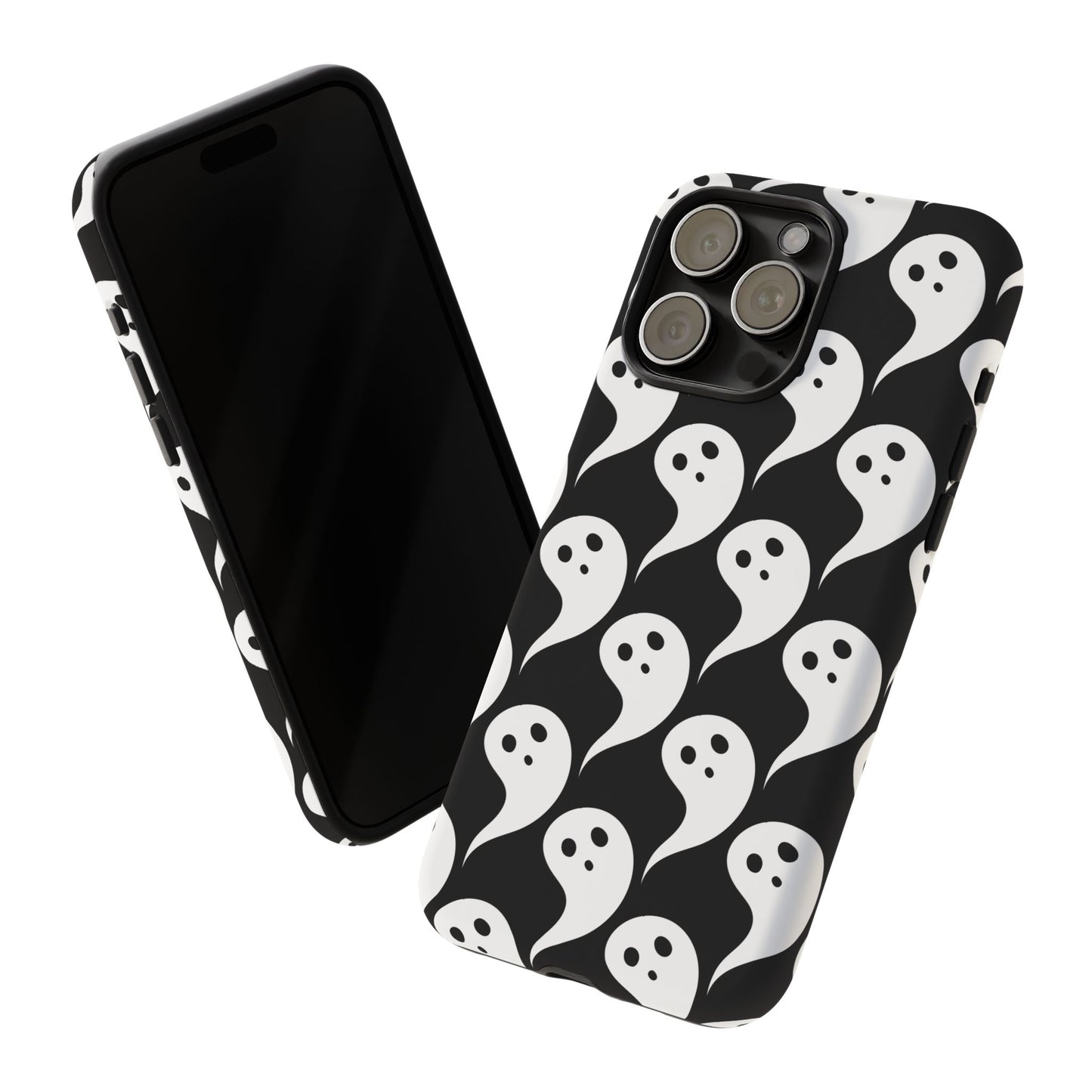 Ghost Pattern Phone Case, Cute Ghost Cell Phone Cover, Halloween Accessory, Spooky Gift, Black and White Phone Case