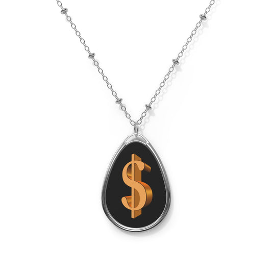 Elegant Oval Necklace with Dollar Sign Charm, Statement Jewelry for Financial Success, Gift for Entrepreneurs, Minimalist Pendant, [...]