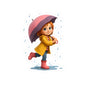 Cute Girl in Rain Sticker — Waterproof Kiss-Cut Laptop Decal