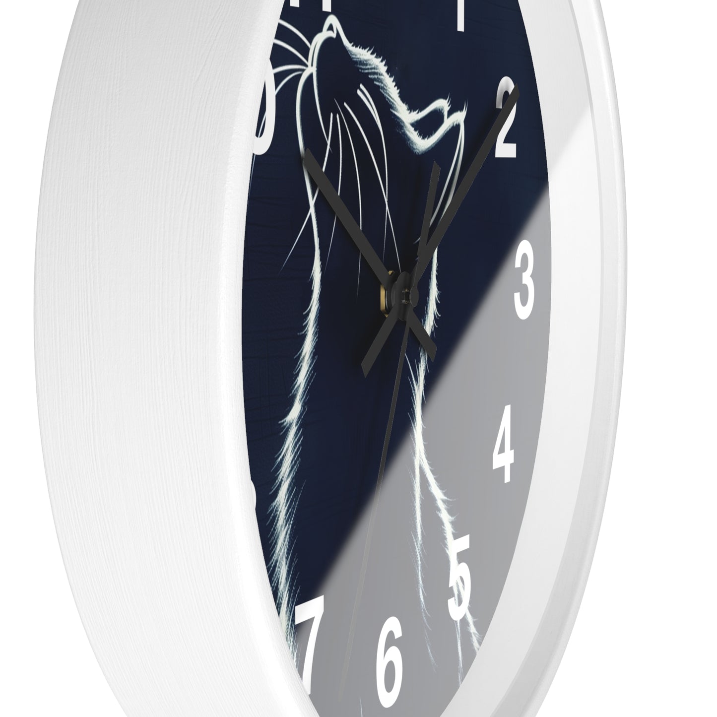 Moonlit Cat Wall Clock | Night Sky Silhouette, Minimal Numerals