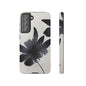 Monochrome Floral Tough Phone Case — Black Ink Flower Protective Cover