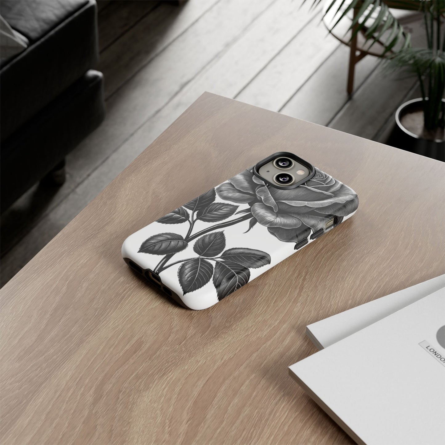 Elegant Floral Phone Case - Tough Cases, Black Rose Design, Floral Phone Cover, Stylish Phone Accessory, Gift for Her, Mother's Day