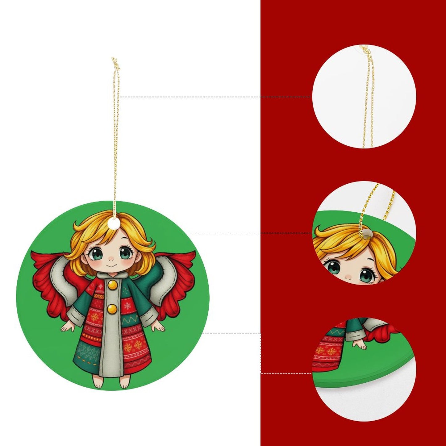 Round Ceramic Christmas Decorations (Matte Surface)