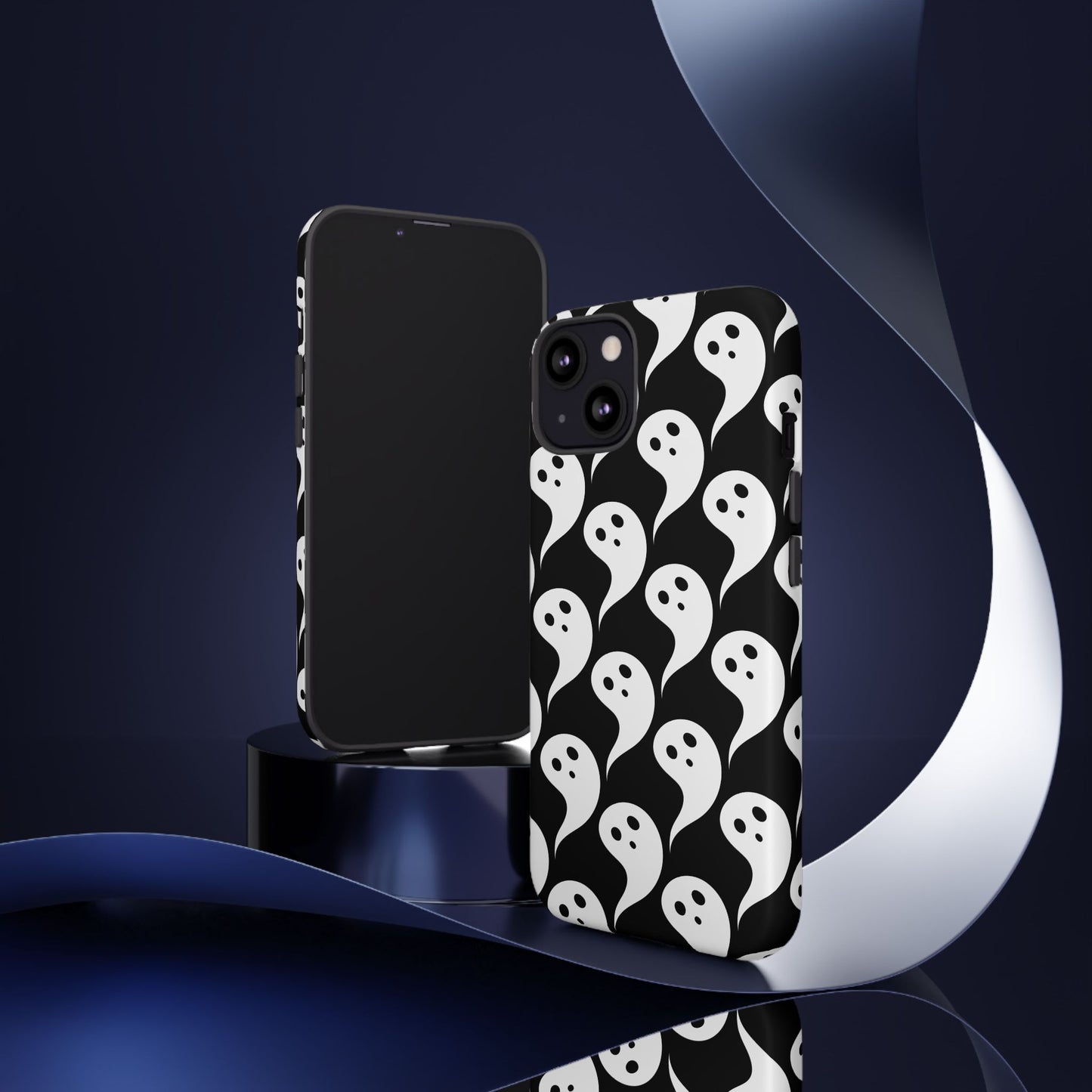 Ghost Pattern Phone Case, Cute Ghost Cell Phone Cover, Halloween Accessory, Spooky Gift, Black and White Phone Case