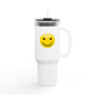 Smiley Face Insulated Travel Mug | 40oz Large Cup for Hot/Cold Beverages | Perfect for Travel & Gifting