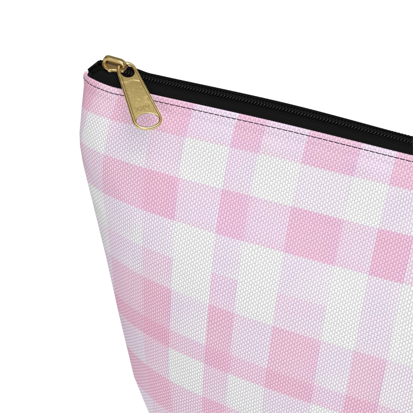 Personalized Pink Gingham Accessory Pouch, Makeup Bag - Letter K