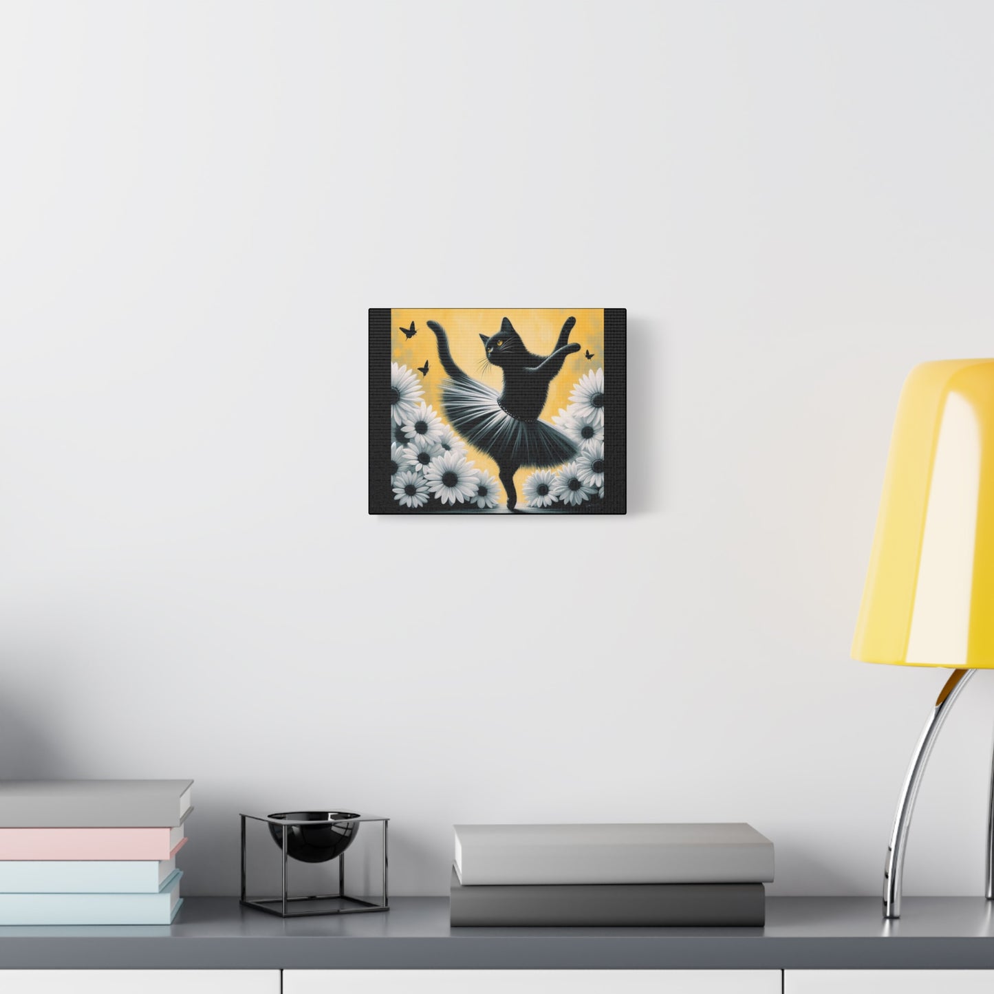 Ballet Black Cat Canvas Print — Whimsical Cat Ballerina Wall Art