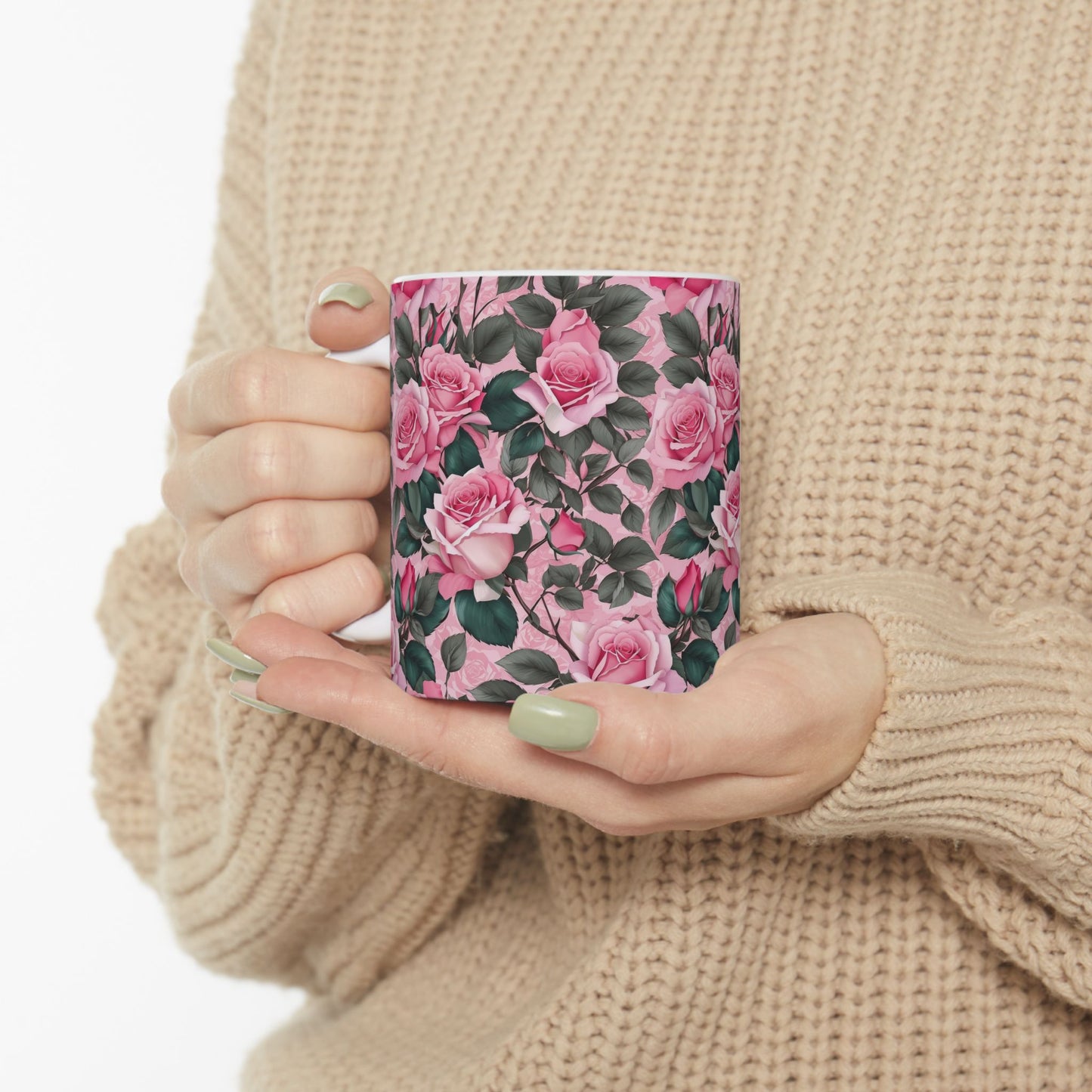 Floral Rose Ceramic Mug - Perfect Gift for Coffee Lovers, Tea, Mother's Day, Birthday, Home Decor, Kitchenware