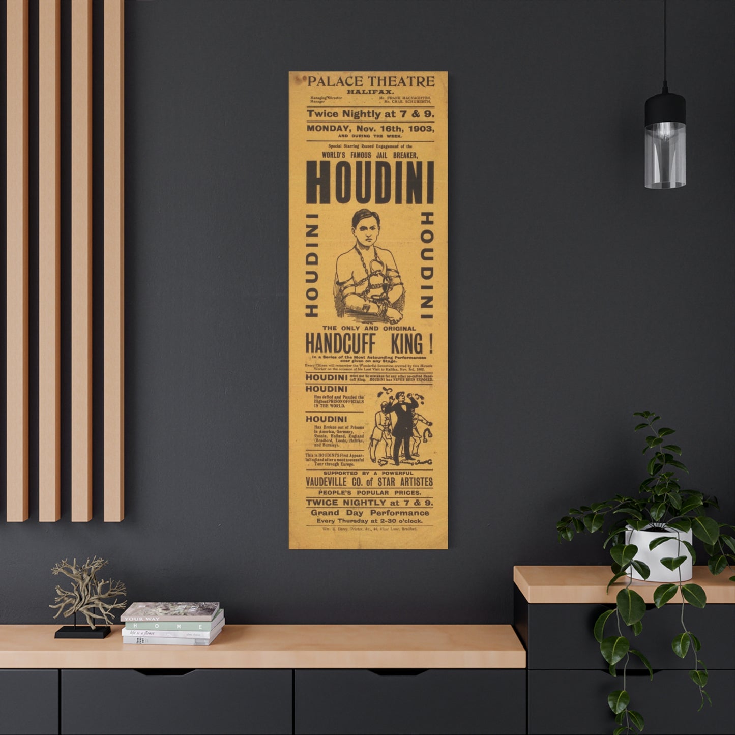 Houdini Vintage Poster Matte Canvas Wall Art (Stretched 1.25")