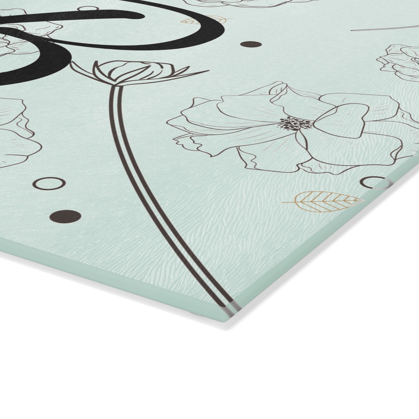 Floral Monogram Glass Cutting Board - Personalized Kitchen Decor, Wedding Gift, Housewarming Present, Farmhouse Style, Custom Cooking