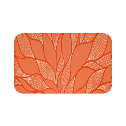 Elegant Floral Bath Mat, Home Decor, Bathroom Accessory, Housewarming Gift, Spring Decor, Vibrant Orange Design