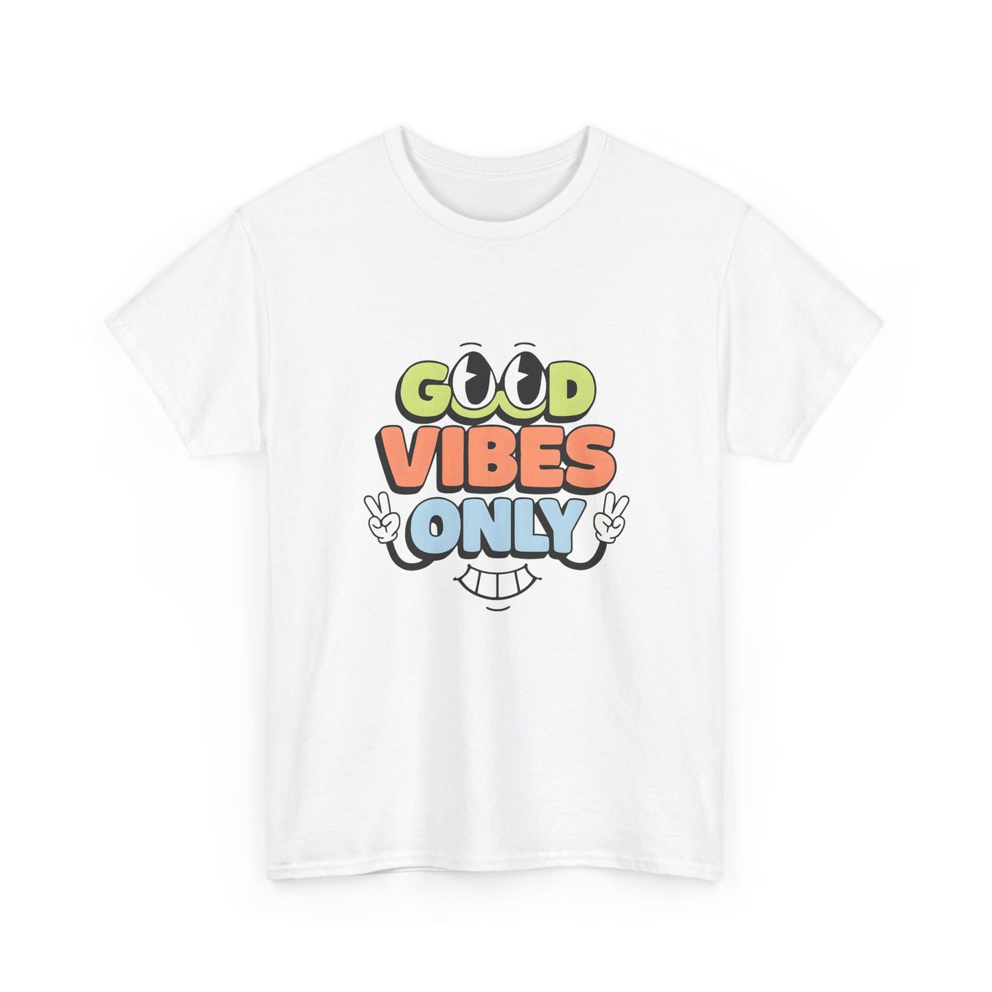 Good Vibes Only Unisex Heavy Cotton Tee, Casual Tee, Positive Message Shirt, Summer Fashion, Gift for Friends, Outdoor Wear