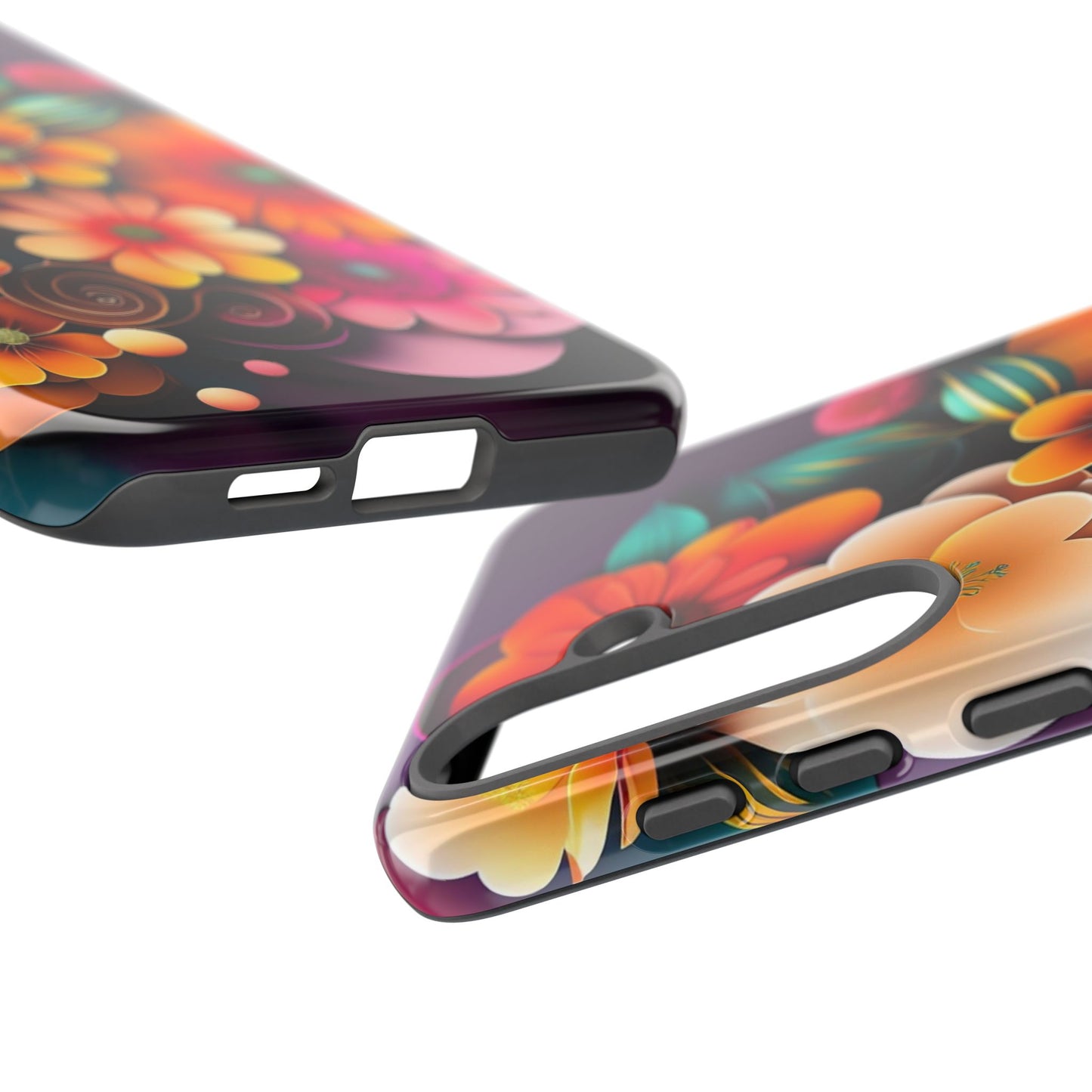 Floral Burst Tough Phone Case — Colorful Retro Flowers Protective Cover