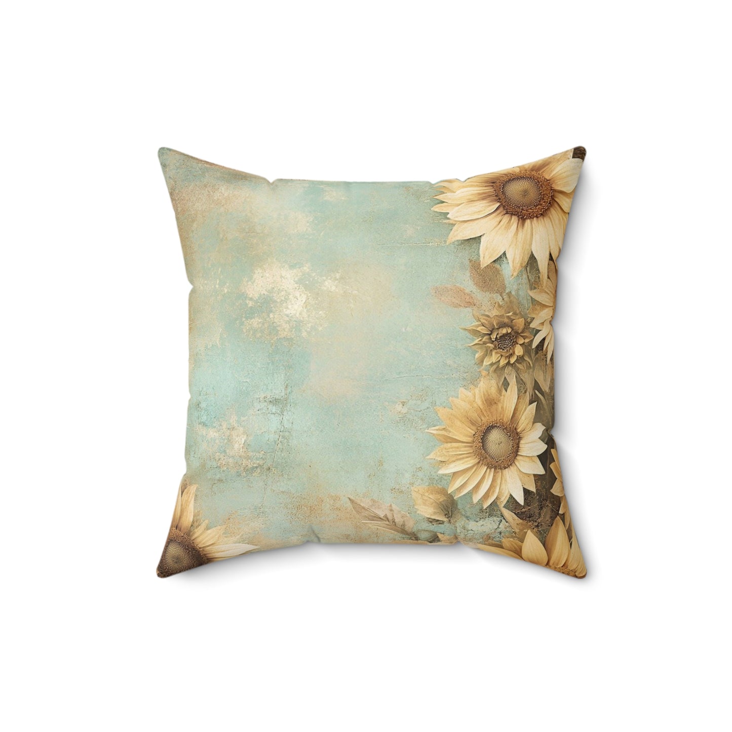 Sunflower Print Square Pillow, Floral Home Decor, Cozy Throw Cushion, Rustic Room Accent, Gift for Her, Summer Vibes