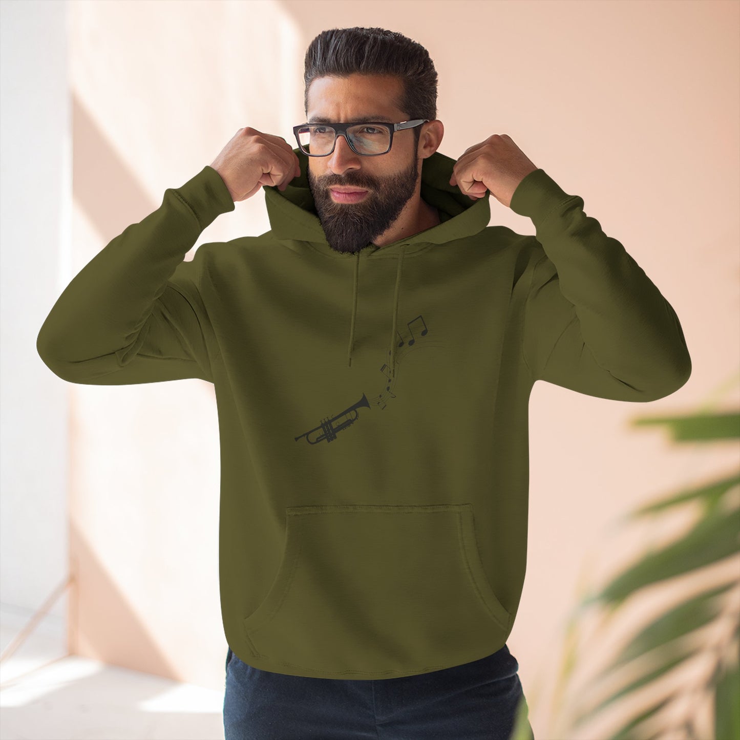Trumpet Music Notes Hoodie — Minimalist Jazz Instrument Pullover