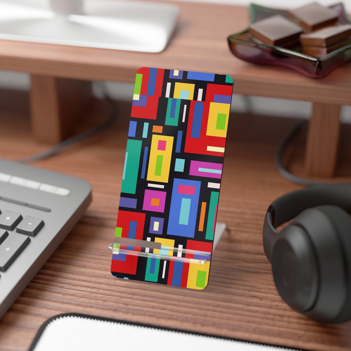 Colorful Smartphone Display Stand, Modern Phone Holder for Desk, Artistic Mobile Stand, Vibrant Phone Organizer, Stylish Gift for Tech [...]