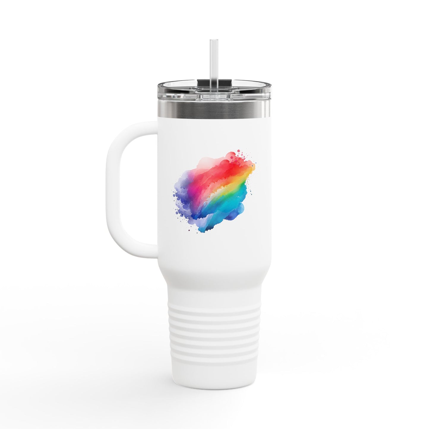 Vibrant Rainbow Insulated Travel Mug | 40oz Leakproof Drinkware for Road Trips, Gifts, Outdoor Adventures, Pride Events, Summer Outings